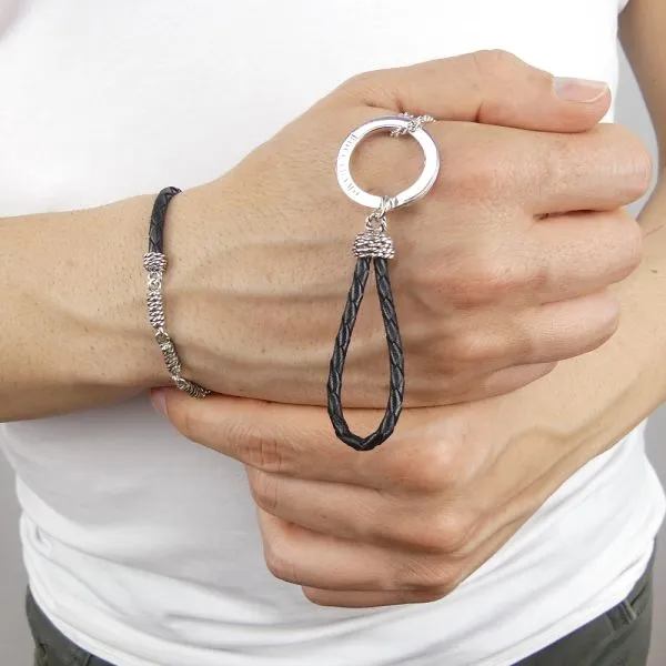 Bracciale scooby doo nero con maglie a corda    