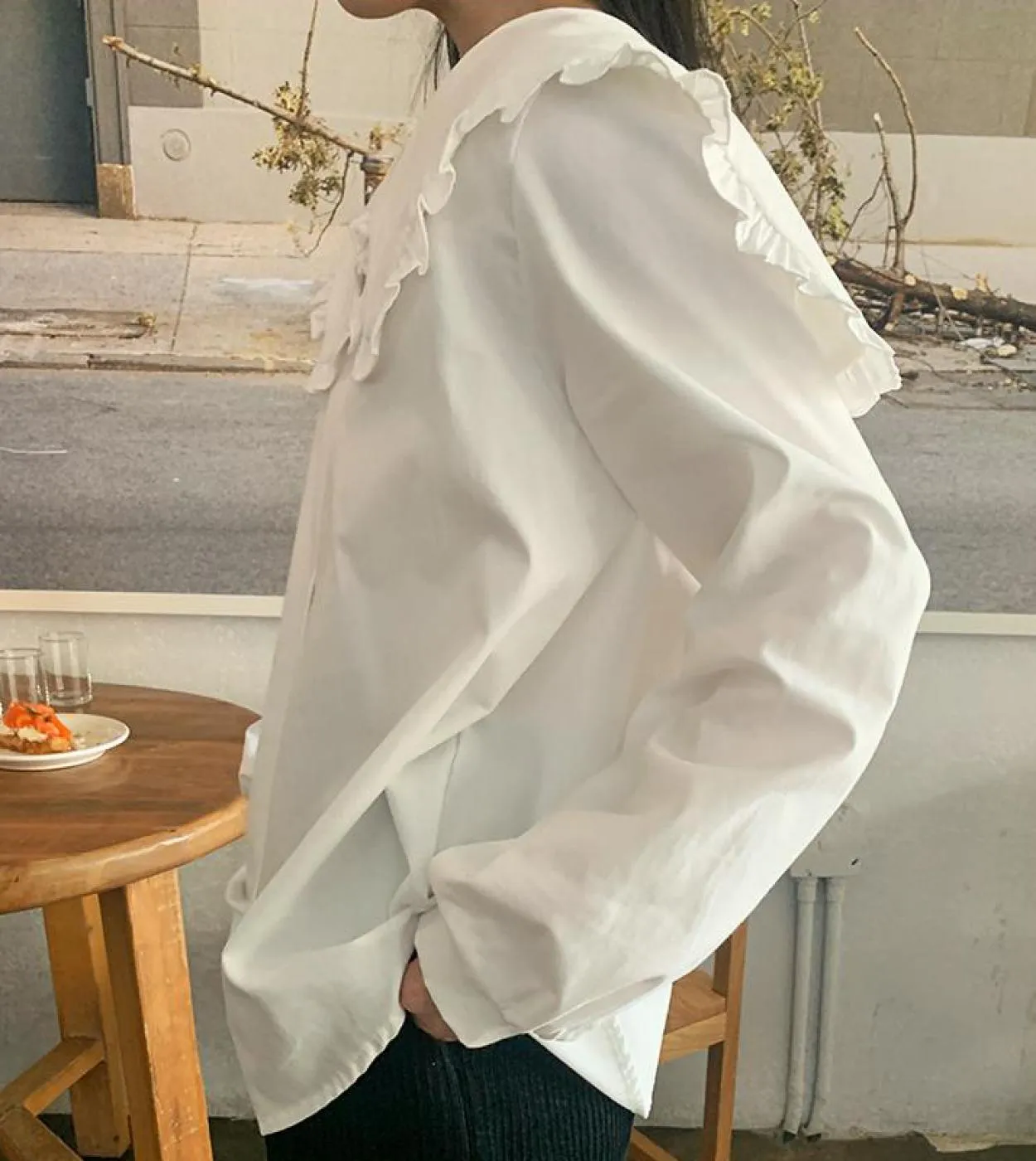 Camicette da donna eleganti Top Camicetta bianca a maniche lunghe Camicetta da donna chic con colletto alla rovescia Camicia di
