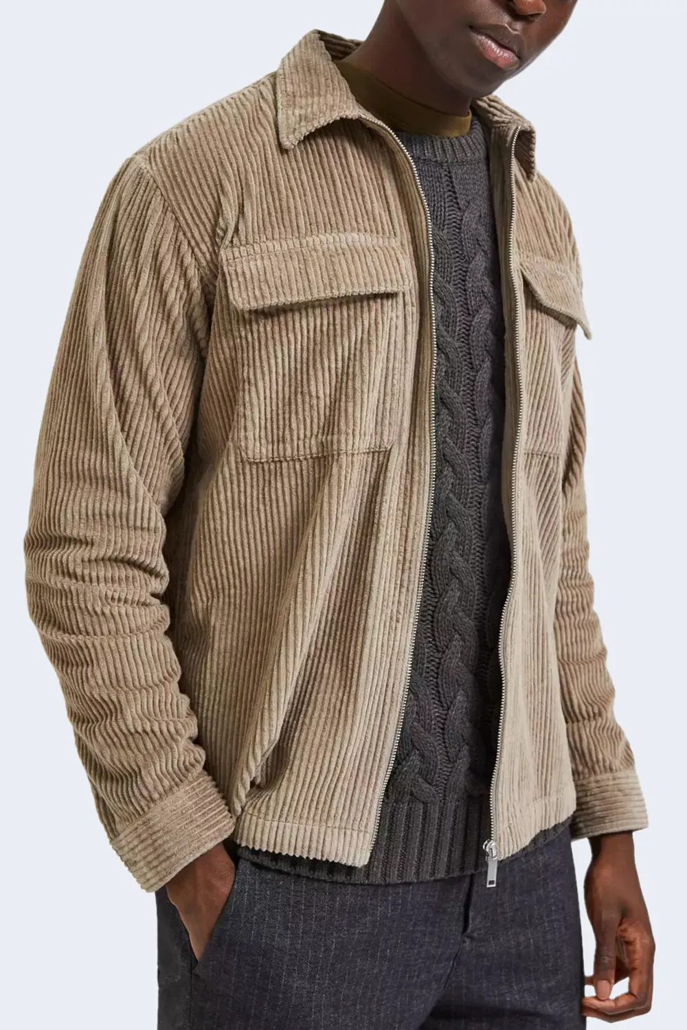 Camicia manica lunga Selected slhloosejake overshirt cord ls Beige