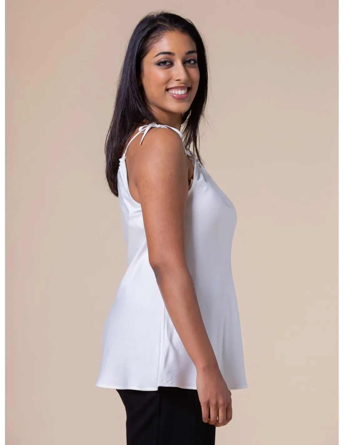 CANOTTA IN 100% BAMBU' SATIN CON SPALLINE SOTTILI