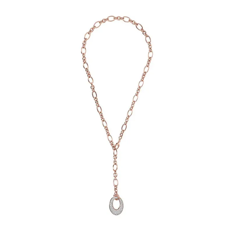 Collana Lunga Bronzallure Rosè Tone con Maglie e Zirconi