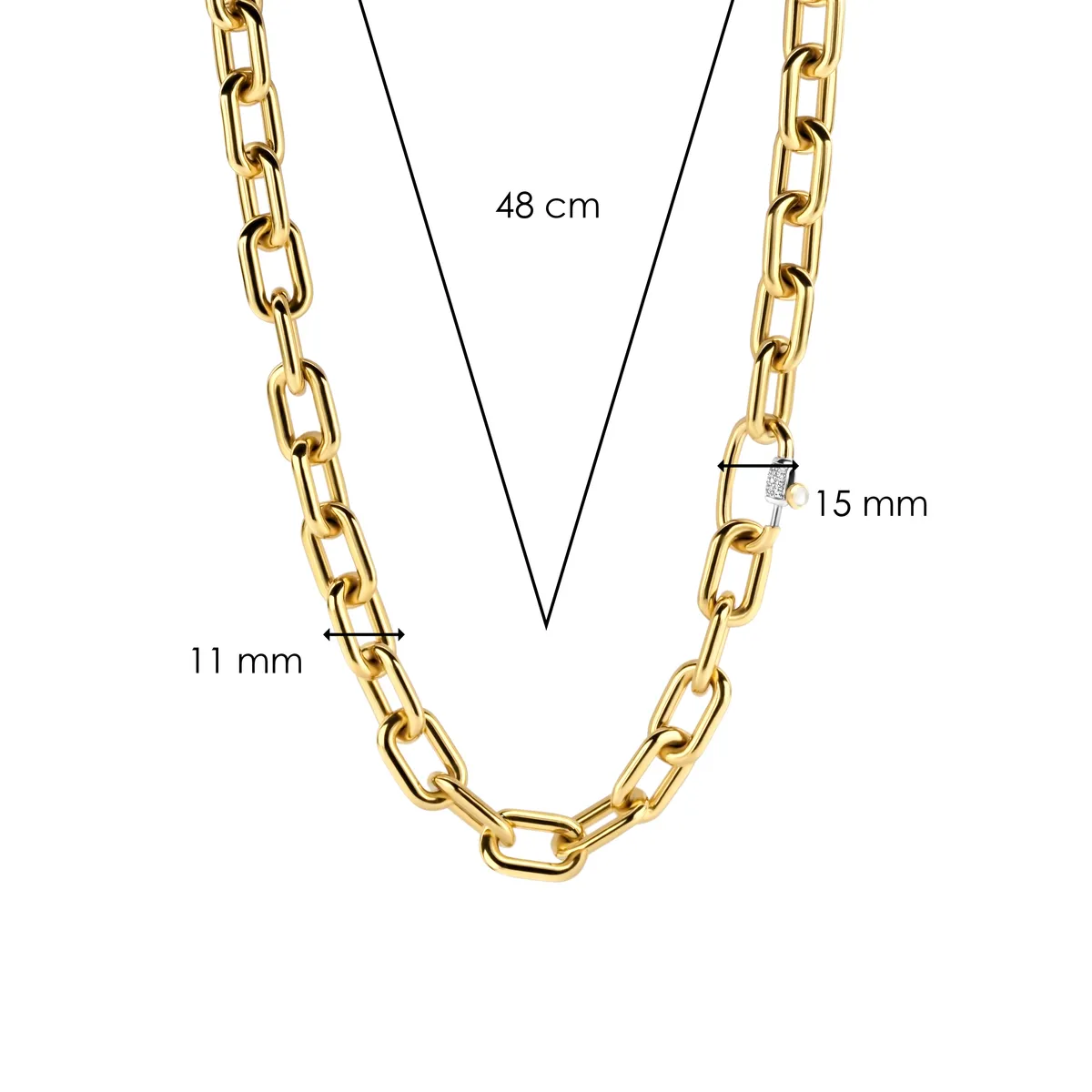 Collana Ti Sento Maglie Dorate e Zirconi 3957SY