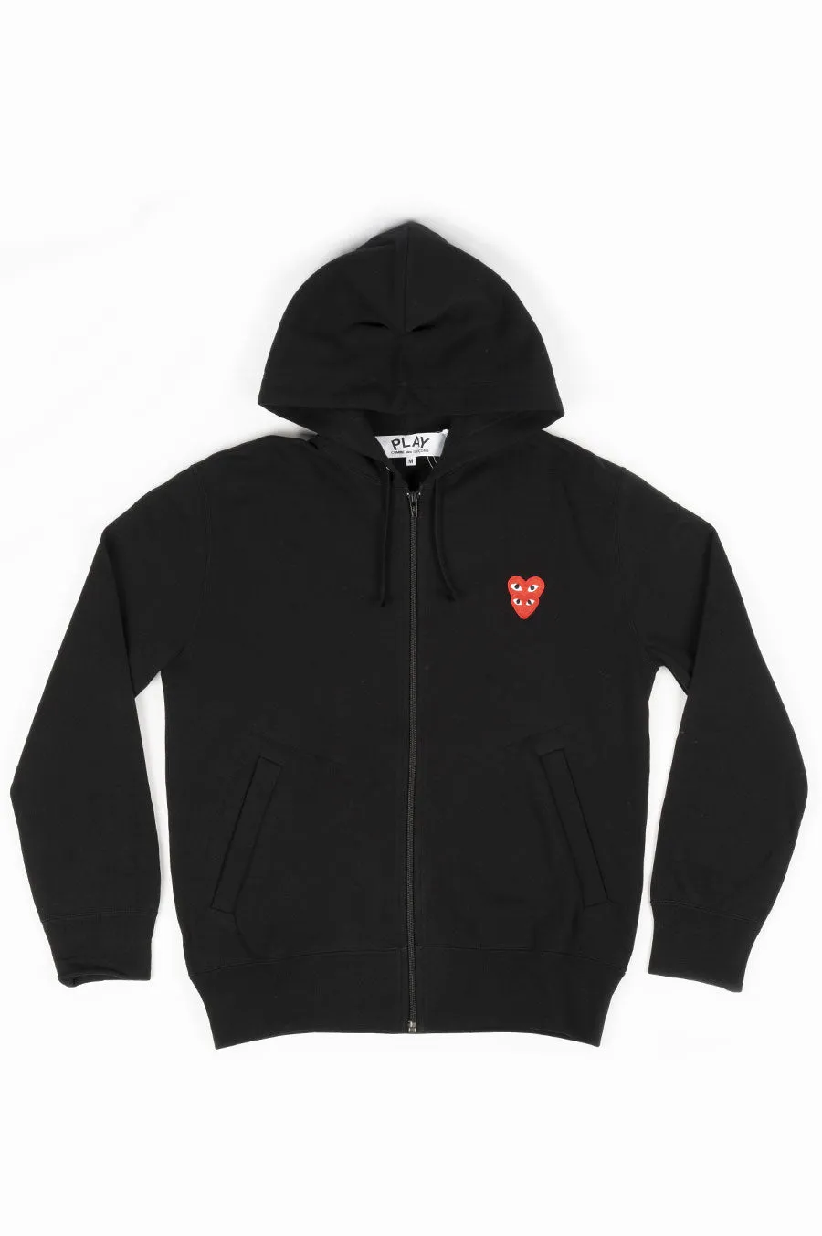COMME DES GARCONS PLAY DOUBLE HEART ZIP HOODIE BLACK