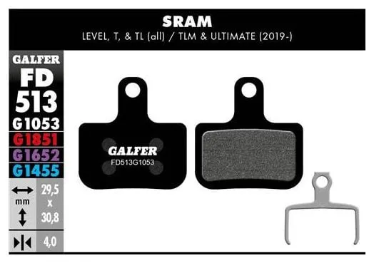 Coppia di elettrodi Galfer Semi-metallici Sram Code R, RSC, Guide RE / Avid Code R (2011 ..) Standard