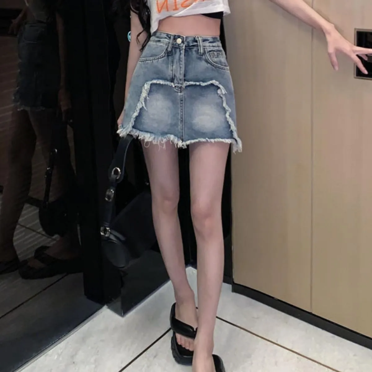 Gonne di jeans Donna Nappa Moda S 5XL Tutti i fiammiferi Ulzzang Studentesse Accogliente Base Semplice Estate Classico Alla moda