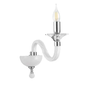 Ondaluce Applique Ravel/1 in vetro lavorato a mano con dettagli metallici, bianco