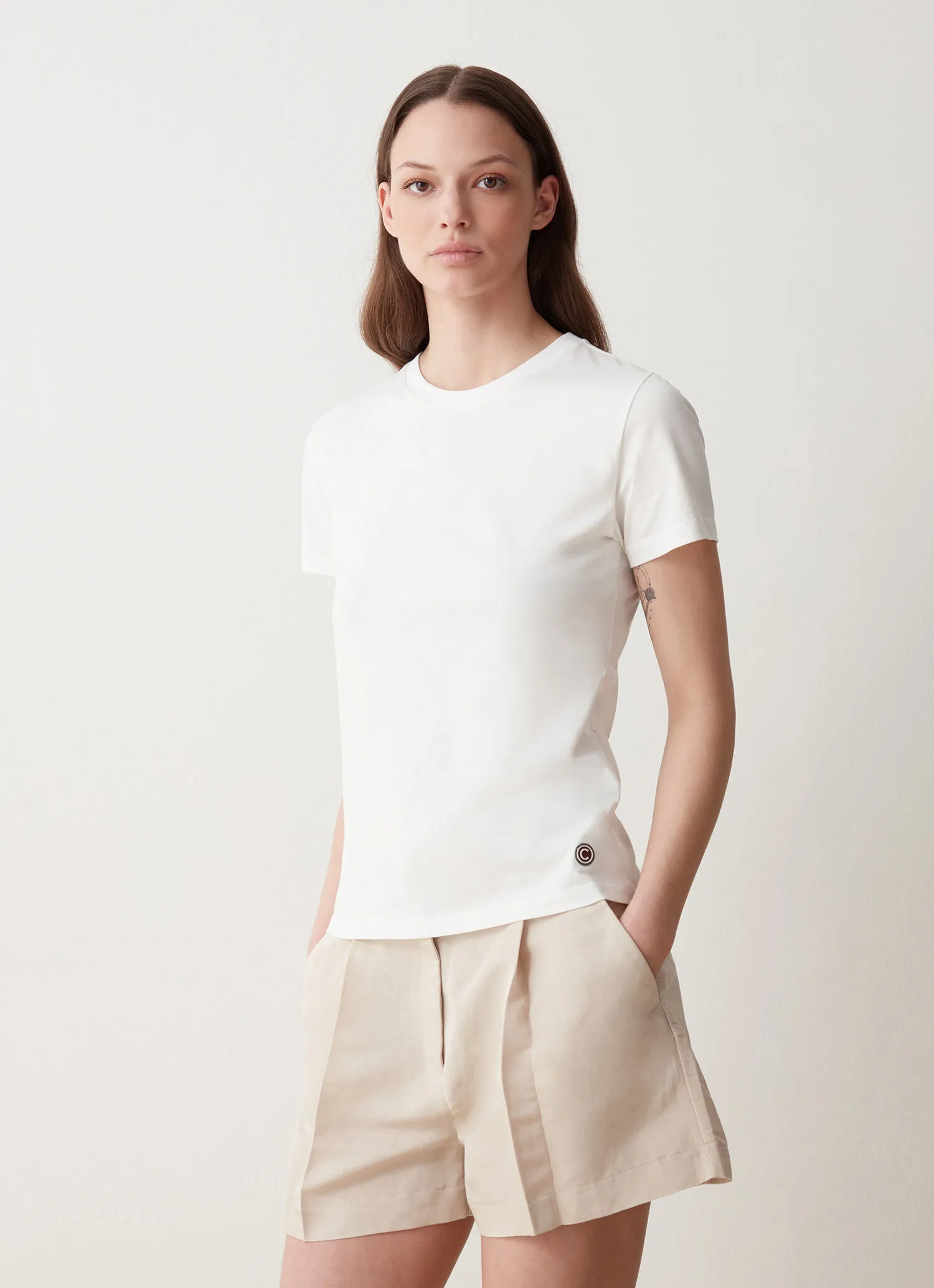 Round-neck stretch jersey T-shirt