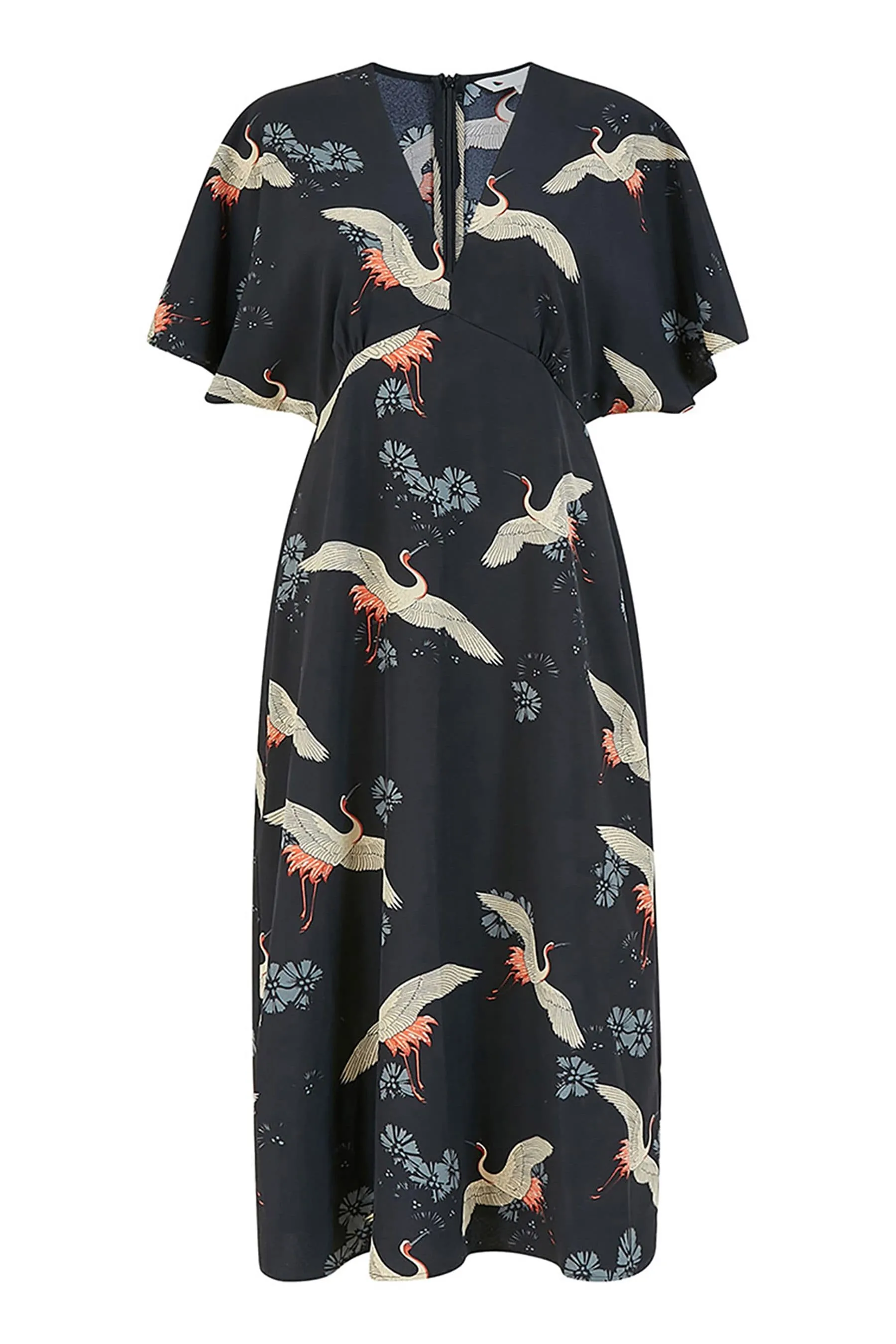 Yumi - Abito midi a kimono con Stampa e gru
